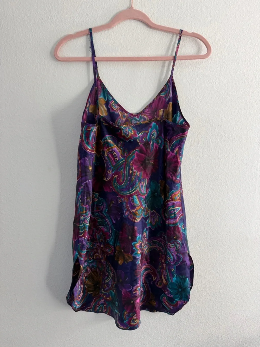 Vintage California Miss Purple Paisley Slip Chemise Lingerie Estimated Medium - Picture 3 of 4